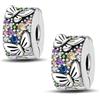 LNQOBU Clip/Stopper Charms per Bracciale Argento 925 Pave Cubic Zirconia Bead Stella Luna Farfalla Blu Gioielli Regalo per Donna