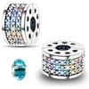 LNQOBU Clip/Stopper Charms per Bracciale Argento 925 Pave Cubic Zirconia Bead Stella Luna Farfalla Blu Gioielli Regalo per Donna