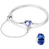 LNQOBU Bracciale in Argento con maglia Snake e chiusura a cuore Compatibile con Pandora Europei Charms da Donna