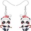 DALANE Acrilico Carino Natale Cappello Orso Panda Orecchini Animali Penzoloni Goccia Regali Gioielli per Donne Ragazze Bambini Ciondoli Festa (Ebano)