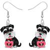 DALANE Regali di San Valentino per donne ragazze Carino creativo cane acrilico animali domestici penzoloni orecchini gioielli per gli amanti dei cani decorazioni (Schnauzer)