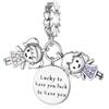 LNQOBU Charm Madre e Figlia - Charm con scritta Mum, Sister,Argento 925 con Ciondolo con zirconi 5A Adatto ai braccialetti Pandora Regali Festa Della Mamma