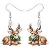 RAIDIN Orecchini pendenti in acrilico carini a forma di renna di Natale, regali per le festività per donne, design di gioielli invernali festivi con bacche di agrifoglio e accessori di luci decorative