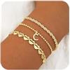 VIROMY Bracciali d'Oro per Le Donne Bracciale a Strati con Iniziali Placcate in Oro C 14k Bracciale Minimalista a Corde Intrecciate con Perline a Cuore Regali per Lei