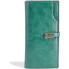 QUEEN HELENA Portafoglio Lungo Sottile con Cerniera Porta Carte Donna PF22-1 (Verde)