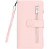 QUEEN HELENA Portafoglio con Zip e Laccetto da Polso Mini Pochette Donna PF22-8 (Rosa)