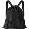 Qoosea Zaino con Cordone Impermeabile, Grande Capacità Sacca Sportiva con Coulisse Nylon Sacca Sportiva Palestra con Esterna Tasche in Rete et Cerniera, Borsa da Palestra per Donna Uomo Unisex(Nero)