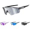Meayll Occhiali Ciclismo Uomo Donna, Occhiali Sportivi UV400 per MTB e Bici da Corsa, Montatura TR90 Ultraleggera 29g, Naselli e Aste Regolabili, Occhiali da Sole per Running, Ciclismo e Sport Outdoor, Nero