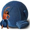 WTZHHK Palla da Seduta con Rivestimento Sedia Palla Ufficio Palla Fitness Yoga Pilates Fitball Ergonomica Tessuto Lavabile Pompa Manico