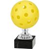 Generico Trofeo Pallina 3D Pickleball su Base Marmo - Premio Sportivo Personalizzabile - Coppa Decorativa da Tennis e Padel - Ideale per Tornei, Eventi Squadre (Pallina Gialla, h15cm)