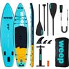 weep Stand Up Padding Board gonfiabile da 365 cm, tavola SUP da 30,5 cm fino a 200 kg, con pagaia in alluminio 2 in 1, pompa, zaino, guinzaglio, 3 pinne, stabile, set completo, per touring, yoga e