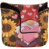 GuoChe Copertura per mazza da golf con chiusura magnetica per mazza da golf quadrata in pelle PU impermeabile gnomo felice San Valentino con leopardo girasole San Valentino