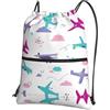 YYHHAOFA Zaino con stampa di aeroplani con coulisse e cerniera, leggero, impermeabile, con tasca frontale, per viaggi, sport e yoga