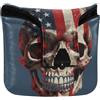 GuoChe Mallet Putter Head Covers Magnetic Snap Putter Headcovers for Men and Women PU Leather Patriotic USA Flag Skull Glow Eyes Nation