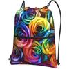 YYHHAOFA Rainbow Rose Prints - Zaino con cerniera e coulisse, leggero, impermeabile, con tasca frontale, per viaggi, sport e yoga