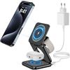 KU XIU X40 Caricatore Wireless 3 in 1 Pieghevole in Alluminio per iPhone 15 14 13 12 Pro/Max/Plus, Caricabatterie Magnetica Compatibile con iWatch Ultra/8/SE/7/6/5/4/3/2 Air-Pods Pro/2/3 (Nero)