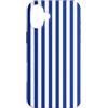 Elegant Geometric Vertical Lines Pattern Custodia per iPhone 16 Plus Simpatiche linee verticali estetiche a righe blu e bianche