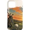 Evening Horizons Custodia per iPhone 16 Pro Max Vintage Golf Tramonto Fairway Scena per i giocatori del fine settimana