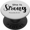 Inspired In The Bible Lei è forte Proverbi 31:25 Fede cristiana PopSockets PopGrip Adesivo