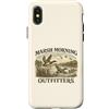 Camping Shirts Outdoor Fun Recreation HH Custodia per iPhone X/XS Marsh Morning Outfitters, grafica vintage a forma di anatra selvatica