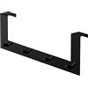 Gedy | Appendiabiti da Porta Multiplo da 4 Ganci in Acciaio Inox, Colore Nero, Dimensioni 40 x 7,2 x 12,2 cm e Peso 0,42 kg