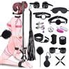 Qoosea 15 Pezzi Set Bondage, Sex Toys SM Sex Restraint per I Principianti e Gli Esperti,Giocattoli Erotici Set Schiavitù con Manette Caviglia Maschera Morsetti Capezzoli per le Coppie（Nero）