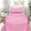 Ruggeri Set Lenzuola Completo Letto Singolo, Microfibra, Rosa Cipria | Alta Qualità 1 Federa 50x80cm + 1 Lenzuolo con Angoli 90x200cm + 1 Lenzuolo Sopra 160x290cm Collezione Beat