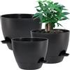 UOUZ - Grandi vasi autoirriganti in plastica con fori a elevato drenaggio e profondo serbatoio, per piante e fiori da giardino da interni ed esterni, 30,5/25,4/22,9 cm, nero