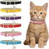 ZXTGBQ 6 Pezzi Collari per Gatti in PU, Collare per Gatti in Pelle, CCollare Gatto, Regolabile Collare Animali Domestici con Campana e Fibbia in Metallo, Collarino Gatto Animaletti Picoli Cani