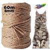 Chuner Corda Naturale Tiragraffi Sisal Corda 60M x 8MM per Riparazione e Sostituzione di Gatto Scratching Pilastro, Gatto Albero, Gatto Graffiare Pad, (60M, 8MM)