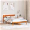 Pyvara Telaio per letto in legno massello di pino marrone, 120 x 200 cm, con testiera, robusto telaio per letto matrimoniale, design moderno per camera da letto, montaggio richiesto, 2 persone