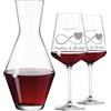 polar-effekt Set di 3 bicchieri da vino rosso e decanter per vino personalizzato con incisione - regalo di fidanzamento, matrimonio per sposi - motivo infinito con cuore