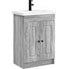 vidaXL Set di mobili da bagno grigio Sonoma 56 x 37,5 x 81 cm in legno costruito, mobili da bagno moderni, contenitore in compensato, lavabi eleganti, design intelligente