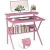 CAIYUN Scrivania, Piccolo Tavolo per Computer 70 x 48 cm, Scrivania Piccola con Mensola, Scrivania per Computer da Ufficio a Casa per Studio, Camera da Letto, Nero, Rosa