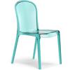 REDÒKASA Sedia trasparente in metacrilato EVA, impilabile, design moderno, ideale per sala da pranzo, soggiorno, cucina, sala d'attesa, bar, ristoranti (1, Trasparente Petrolio)