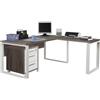 Composad | Scrivania Angolare e Cassettiera con 3 Cassetti e Serratura della Linea Disegno, Set di 2 Mobili per Ufficio, (LxAxP) 170x74,50x80+90 cm, Rovere Sonoma e Bianco Laccato, Made in Italy