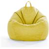 Treer Fodera per Pouf a Sacco Contenitore Tinta Unita Copertura per Poltrona Sacco Senza Imbottitura, Lino Pouf a Forma di Pera Bean Bag Cover con Cerniera (90x110 cm,Curcuma)