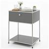 KARAT Scaffale in metallo grigio - Scaffale a 2 livelli in acciaio (B50 × P40 × H63 cm) - Struttura cromata & verniciatura a polvere opaca - Stabile e facile da pulire - Concept Epure MK-139