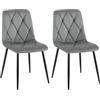 CLP Sedia da Pranzo Set di 2 Clairton, Sedia Imbottita con Rivestimento Trapuntato, Struttura in Metallo Nero, Supporto Fino a 150 kg, Colore:Grigio Scuro, Materiale:Velluto