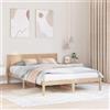 Pyvara Telaio per letto in pino massiccio marrone, 150 x 200 cm, design moderno con testiera, robusta struttura in legno per camera da letto, letto matrimoniale, supporto stabile per dormire, facile