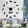 BST Amo i Miei Numeri di sagoma di Gatto Orologi da Parete con Superficie a Specchio Senza Cornice Decor Devon Rex Cat Orologio da Parete con Orologio Grande DIY (Nero, 27)