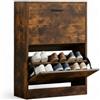 CATAVANA Scarpiera salvaspazio slim 60 cm in rustico, scarpiera da ingresso con 2 ante, scarpiera 12 paia, design moderno alto e stretto, ideale come portascarpe ingresso