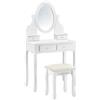 [en.casa] Tavolo da Trucco con Specchio Integrato e Sgabello Imbottito in Stile Barocco Specchiera con 4 Cassetti Set Toeletta a Decoro Floreale - Bianco