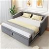 Dolamaní - Divano Letto 90/180 x 200 cm, Letto Estraibile Stessa Altezza, Grigio, Velluto Delicato sulla Pelle, Materiale: Velluto+Legno+Metallo, Per 2 Persone Adulte