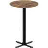 YATINEY TATINEY Tavolo da Bar Rotondo in Stile Industriale 90 cm, Tavolo Bistrot Altezza Bancone con Piedini Regolabili, per Ristorante, Cucina, Pub, Caffetteria, Marrone Vintage e Nero XBT10BR