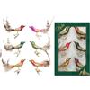 Krebs Glas Lauscha - Decorazione natalizia/decorazioni per albero di Natale in vetro - mini uccelli su clip - Colori: verde, rosa, oro, giallo, blu, rosso - 6 pezzi - Dimensioni: circa 9 cm