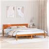 Pyvara Telaio per letto matrimoniale in legno di pino marrone, con testiera, 200 x 200 cm, design moderno, rettangolare, stabile, per camera da letto, portata 200 kg, facile da montare