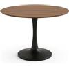 PLLBIKK 1 tavolo da pranzo rotondo allungabile salvaspazio, con superficie in legno facile da pulire e base stabile a colonna, 90-130 cm, per fino a 8 persone (piano in legno + gambe nere)