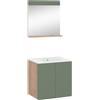 Vicco Set di mobili da bagno Izan, Rovere dorato/Verde 60 cm | 3 pezzi · Mobile sottolavabo · Specchio · Lavabo
