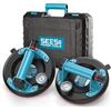 SEESII Set di 2 ventose per piastrelle, con manometro, max 250 kg, sollevatore per vetro laminato con cassetta degli attrezzi portatile, per piastrelle, vetro, marmo